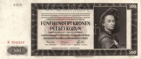 Német 3. Birodalom/Cseh-Morva Protektorátus 1942. 500K "SPECIMEN" lyukasztással T:II-