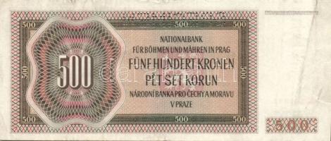 Német 3. Birodalom/Cseh-Morva Protektorátus 1942. 500K "SPECIMEN" lyukasztással T:II-