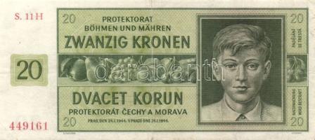 Német 3. Birodalom/Cseh-Morva Protektorátus/német megszállás 1944. 20K + 50K T:III,III- (kis szakadás)