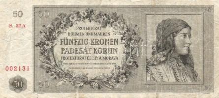 Német 3. Birodalom/Cseh-Morva Protektorátus/német megszállás 1944. 20K + 50K T:III,III- (kis szakadá...