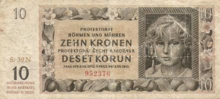 Német 3. Birodalom/Cseh-Morva Protektorátus 1942. 10K (2x) T:II,III + 1944. 20K T:II