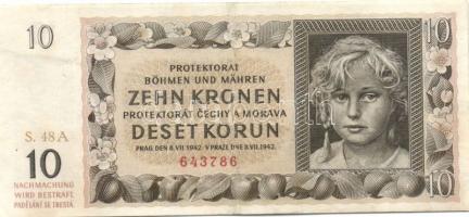 Német 3. Birodalom/Cseh-Morva Protektorátus 1942. 10K (2x) T:II,III + 1944. 20K T:II