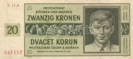 Német 3. Birodalom/Cseh-Morva Protektorátus 1942. 10K (2x) T:II,III + 1944. 20K T:II