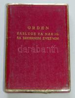 Szerbia 1945. Nemzeti Érdemrend másodosztályú ezüst kitüntetés eredeti adományozói dísztokban T:2