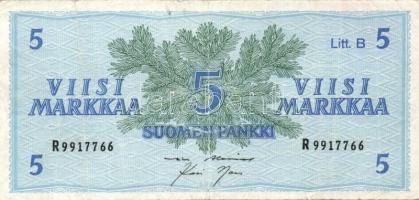 Finnország 1963. 1M + 5M T:I,III + Jugoszlávia 1990. 200D T:III