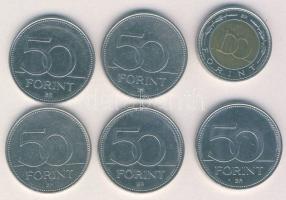 2002. 100Ft "Kossuth" + 2004-2007. 50Ft 5db klf emlékverete T:2