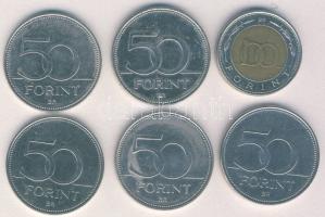 2002. 100Ft "Kossuth" + 2004-2007. 50Ft 5db klf emlékverete T:2