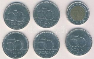 2002. 100Ft "Kossuth" + 2004-2007. 50Ft 5db klf emlékverete T:2