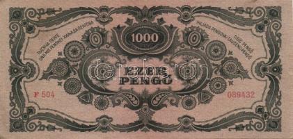 1945. 1000P bélyeg nélkül T:I- (kis saroktörés)