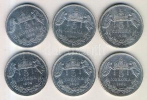 1900. 5K Ag (4x) + 1908. 5K Ag (2x) T:2