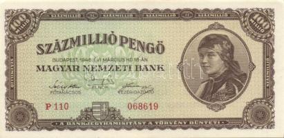 1946. 100.000.000P (2x) kétféle színváltozat T:I,I- + 100.000MP + 100.000BP + T:I,I- (foltos)