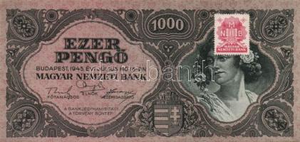 1945. 1000P piros bélyeg T:I- (kis sarok lekerekedés)