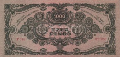 1945. 1000P piros bélyeg T:I- (kis sarok lekerekedés)