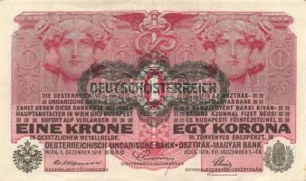 1916. 1K (12x) zöld "Deutschösterreich" felülbélyegzéssel, köztük egymás utáni és egymásho...