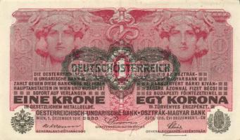 1916. 1K (12x) zöld "Deutschösterreich" felülbélyegzéssel, köztük egymás utáni és egymásho...