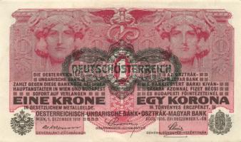 1916. 1K (12x) zöld "Deutschösterreich" felülbélyegzéssel, köztük egymás utáni és egymásho...