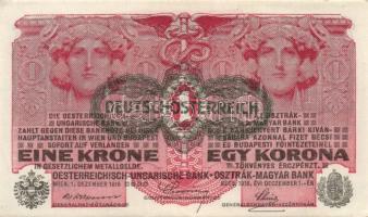 1916. 1K (12x) zöld "Deutschösterreich" felülbélyegzéssel, köztük egymás utáni és egymásho...