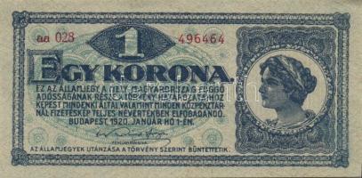 1920. 1K (2x) eltérő színű sorszámozással T:I-,II+