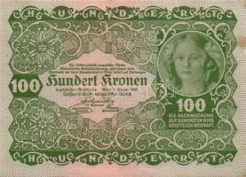 Ausztria / Osztrák-Magyar Bank 1922. 100K (8x) páronként egymás utáni sorszámmal T:I,II