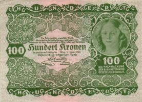 Ausztria / Osztrák-Magyar Bank 1922. 100K (6x) három-három egymás utáni sorszámmal T:II