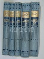 1910 Mikszáth Kálmán munkái sorozat jubileumi kiadás 5 kötete, Révai Kiadó, Bp., Gottermayer könyvkötészet, kiadói vászonkötésben: Akli Miklós, Beszterce ostroma, Új Zrinyiász, Kisebb regények I-II.