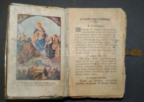 cca 1910 Rossz állapotú imakönyv csont és réz borítással, rézkapoccsal
