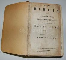 Károli féle Szent Biblia - Kőszeg, 1850 Reichard Ádolf, sérült egészbőr kötésben