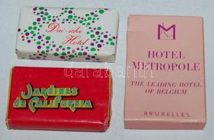 cca 1960 3 db eredeti csomagolású hotelszappan a világ különböző tájairól / 3 original hotel-soaps from the 1960-s