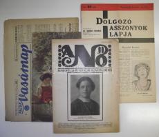 4 db régi újság: Pesti Hírlap, A nő, Magyar Vasárnap, Dolgozó Asszonyok lapja