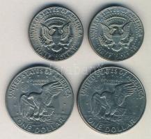 USA 1972,1972D 1$ "Eisenhower" (2x) T:3+ + 1972D 1/2$ "Kennedy" + 1973. 1/2$ "Kennedy" T:2,3