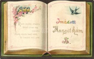 4 db üdvözlőlap 1900-1904 közte litho, kézzel festett, erotikus