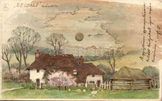 1899-1903 4 db üdvözlőlap közte lithok