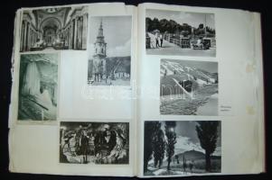 Nagy méretű képeslapalbum, benne vegyesen régi és modern képeslapok, sok magyar városkép és néhány leporello
