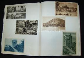 Nagy méretű képeslapalbum, benne vegyesen régi és modern képeslapok, sok magyar városkép és néhány l...