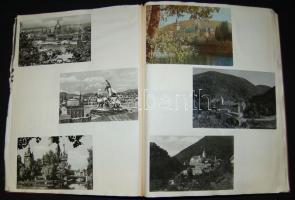 Nagy méretű képeslapalbum, benne vegyesen régi és modern képeslapok, sok magyar városkép és néhány l...