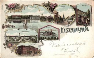 Keszthely Kovács Mór divatáruházával litho (EM)