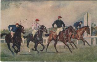 1907 Lóverseny színes lap T2/3