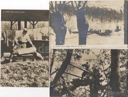 1917 3 db I. Vh. katonai fotólap "Hadirepülő kiállítás" bélyegzéssel T2/3