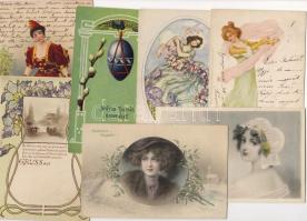 Szecesszó, századfordulós szép lapok, főként litho, 22 db