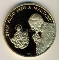 1991. "Napjaink magyar történelme - II. János Pál Pápa látogatása-Pécs" nagyalakú, piefort (vastag), aranyozott emlékérem (d:65mm) T:PP