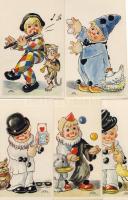 5 db szignált olasz bohócos grafikus lap