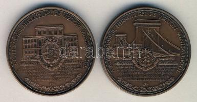 1991. Széchényi születésének 200. évfordulójára kiadott 2db "Lánchíd" + "M.T.A." Br emlékérem szign.:Bozó T:1