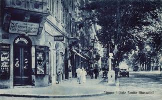 Fiume Mussolini street with the drugstore of Giuseppe Padovani
