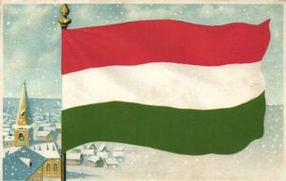 Hungarian flag, winter litho