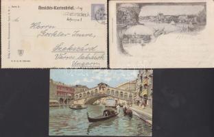 27 db régi városképes lap nagyrészt európai országokból és egy Mainz leporello / 27 town-view cards