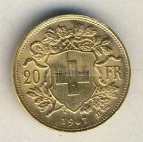 Svájc 1947B 20Fr Au "HELVETIA" 6,452g T:2+ apró ph.