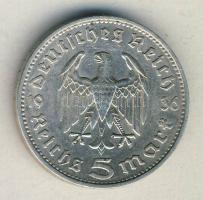Német 3. Birodalom 1936F 5M Ag "Hindenburg" T:2/3+