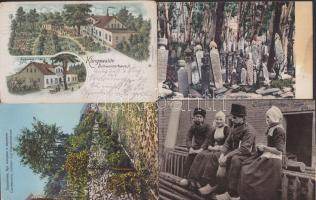 17 db vegyes régi képeslap, sok városképpel, népviseletekkel, lithokkal / 17 mixed cards with exciting items