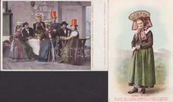 13 db jó minőségű, régi folklórlap/ 13 folklore postcards, good quality