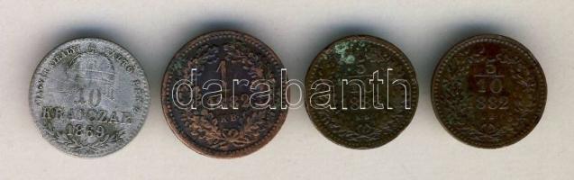 1869. 10Kr Ag + 1882KB 5/10Kr (2x) + 1882. 1Kr T:2-,3,3-